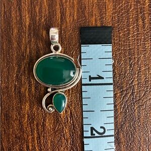 Elegant Green Jade and 925 Sterling Silver Pendant